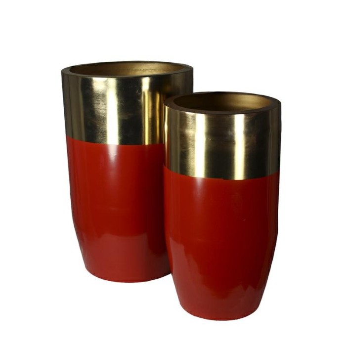 S 2 CACHEPOT ROSSI ORO METALLO